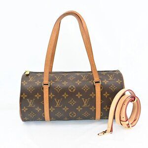 Authentic Louis Vuitton Monogram Papillon 30 Leather Brown Handbag bsj746-110825